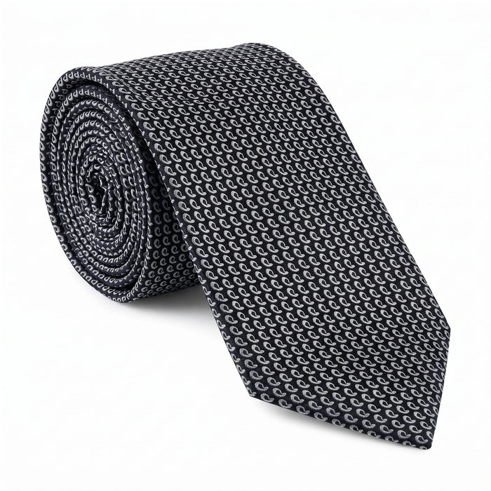 Emporio Armani 100% Silk Black Chain Pattern Tie - Made in Italy