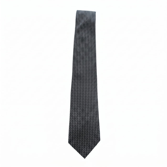Emporio Armani 100% Silk Black Chain Pattern Tie - Made in Italy