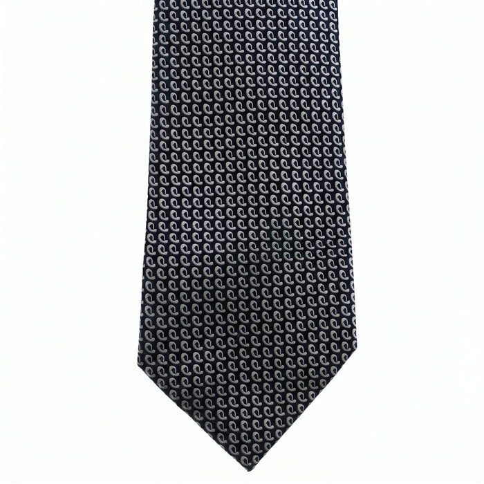 Emporio Armani 100% Silk Black Chain Pattern Tie - Made in Italy