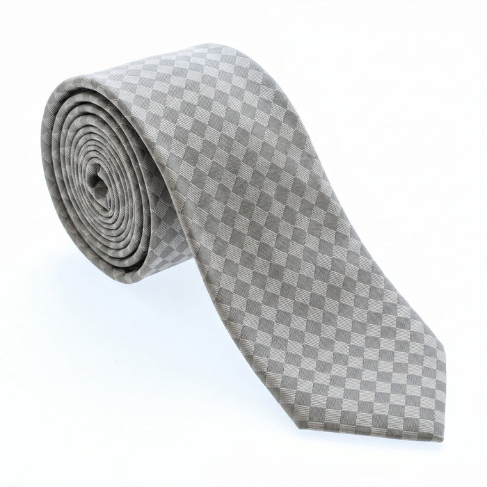 Emporio Armani 100% Silk Gray Checkered Tie - Made in Italy