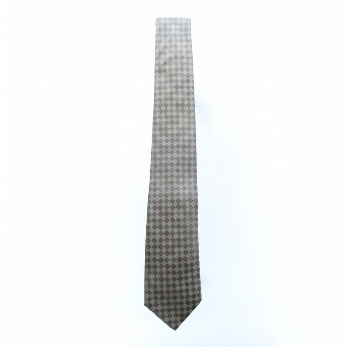 Emporio Armani 100% Silk Gray Checkered Tie - Made in Italy