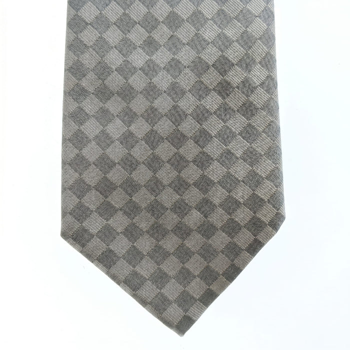 Emporio Armani 100% Silk Gray Checkered Tie - Made in Italy