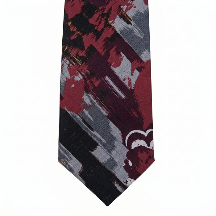 Emporio Armani 100% Silk Burgundy Abstract Tie - Made in Italy