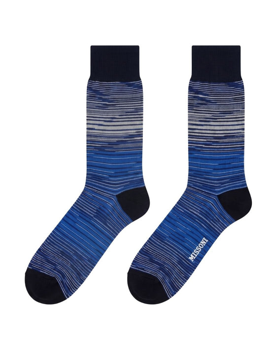 Missoni Bright Blue Mens Pimstripe Crew Socks-L