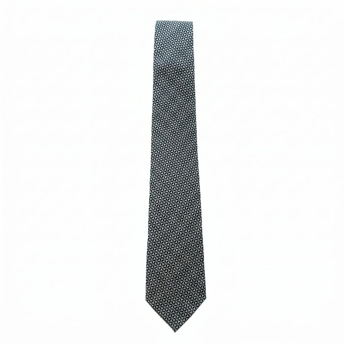 Emporio Armani Silk Blend Black Geometric Tie - Made in Italy