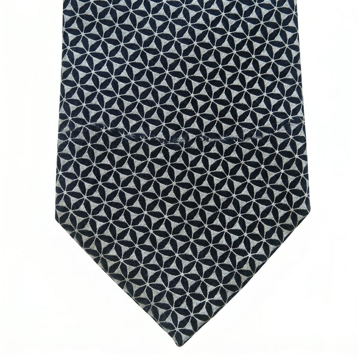 Emporio Armani Silk Blend Black Geometric Tie - Made in Italy