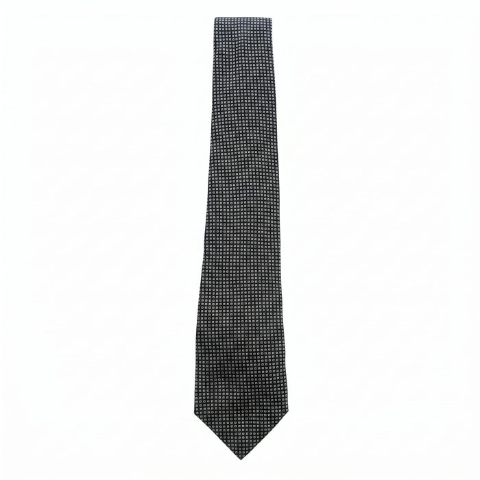 Emporio Armani 100% Silk Black Square Pattern Tie - Made in Italy