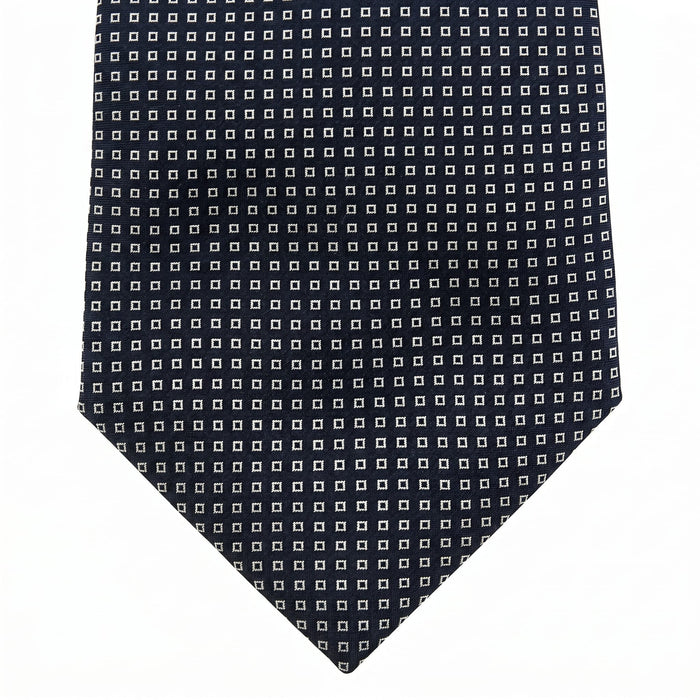 Emporio Armani 100% Silk Black Square Pattern Tie - Made in Italy