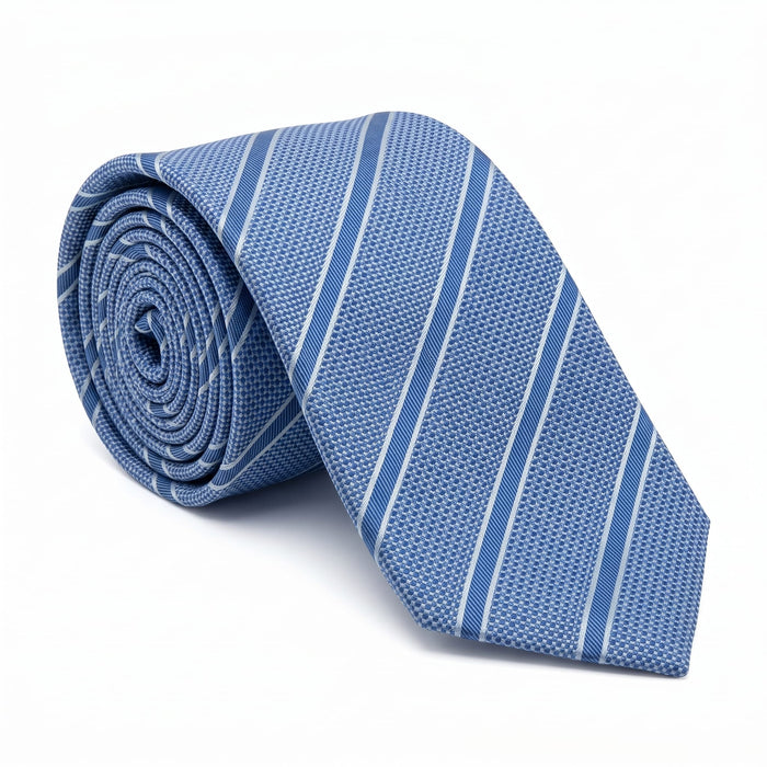 Emporio Armani 100% Silk Blue Diagonal Stripe Tie - Made in Italy