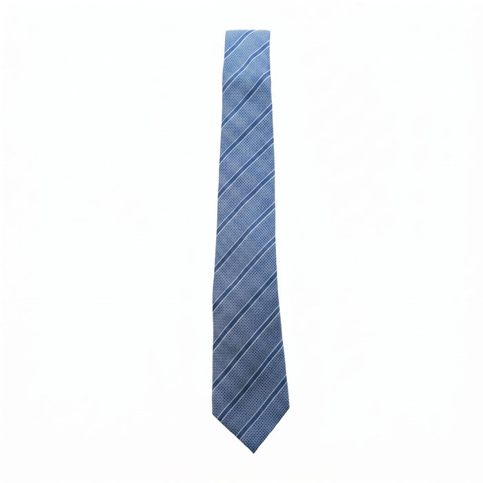 Emporio Armani 100% Silk Blue Diagonal Stripe Tie - Made in Italy