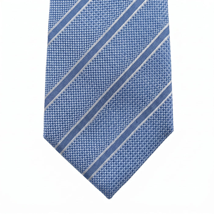 Emporio Armani 100% Silk Blue Diagonal Stripe Tie - Made in Italy