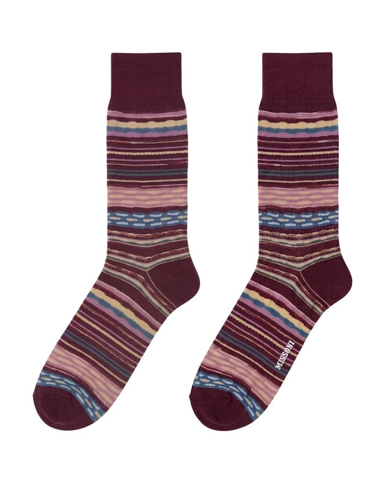 Missoni Deep Purple Mens Classic Stripe Crew Socks-M