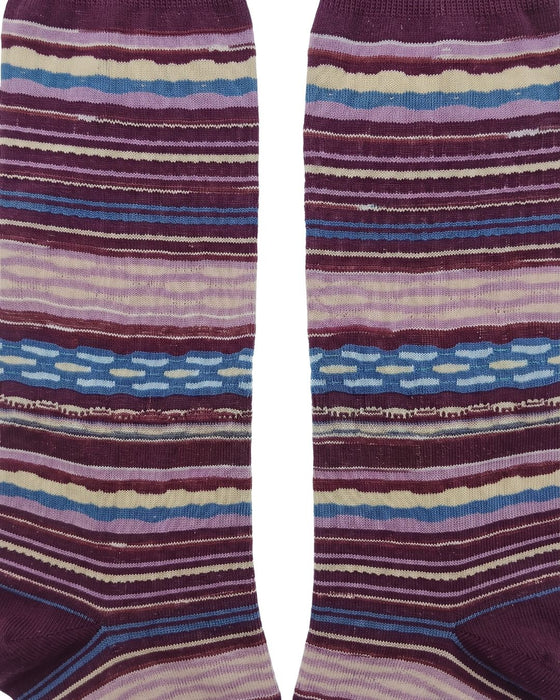 Missoni Deep Purple Mens Classic Stripe Crew Socks-M