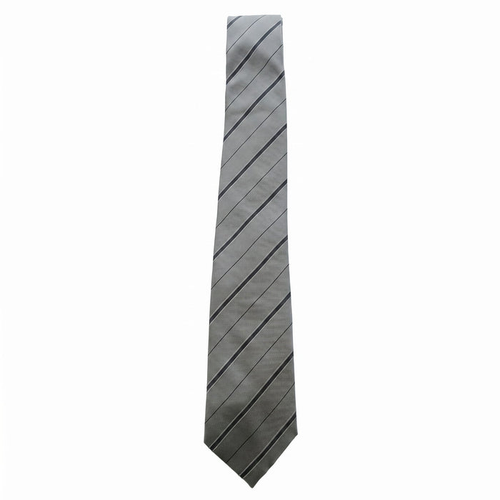 Emporio Armani 100% Silk Gray Diagonal Stripe Tie - Made in Italy