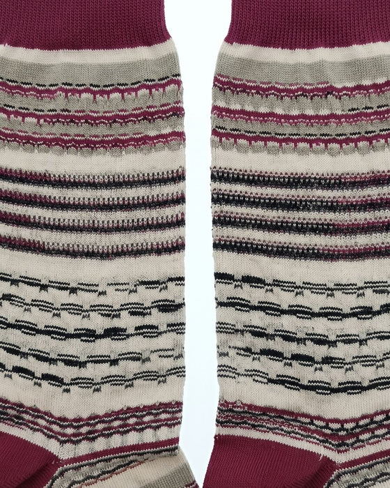 Missoni Beige Magenta Mens Textured Stripe Crew Socks-M