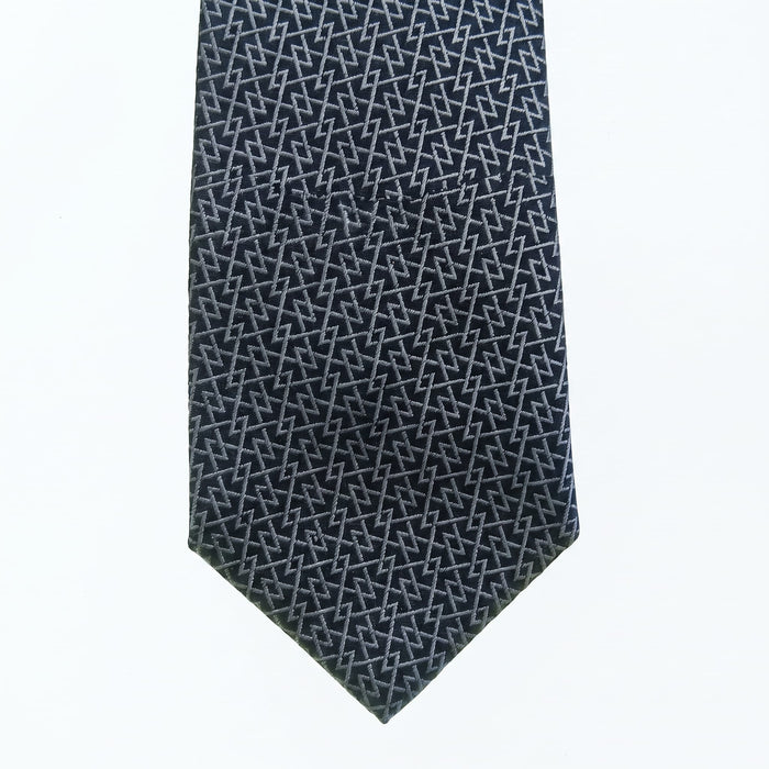 Emporio Armani 100% Silk Black Triangle Pattern Tie - Made in Italy