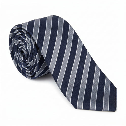 Emporio Armani 100% Silk Blue Diagonal Stripe Tie - Made in Italy