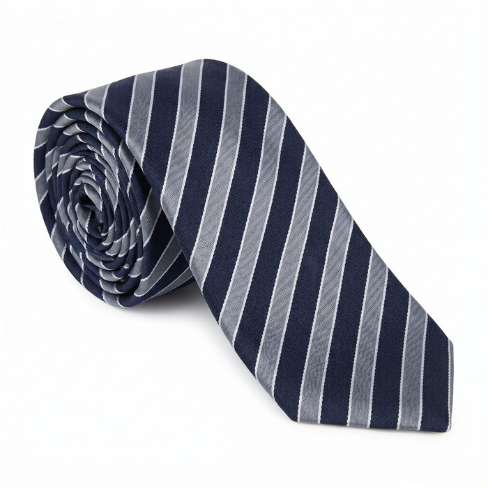 Emporio Armani 100% Silk Blue Diagonal Stripe Tie - Made in Italy