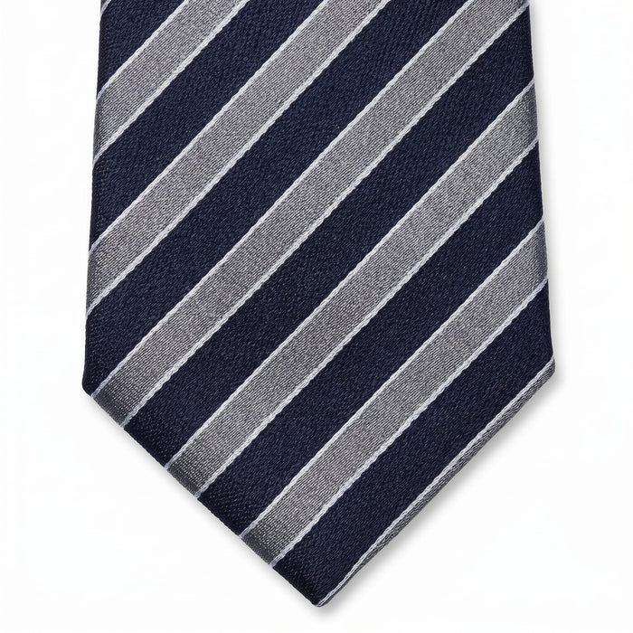 Emporio Armani 100% Silk Blue Diagonal Stripe Tie - Made in Italy
