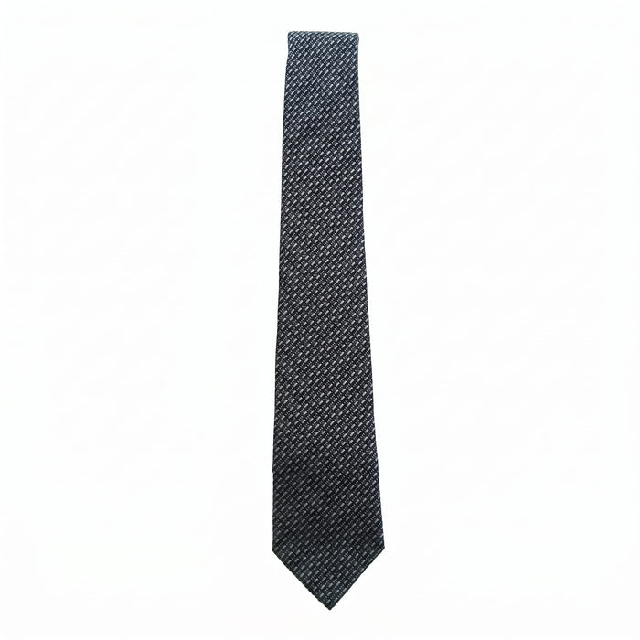 Emporio Armani 100% Silk Black Diagonal Pattern Tie - Made in Italy