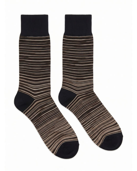 Missoni Black Beige Mens Classic Stripe Crew Socks-M