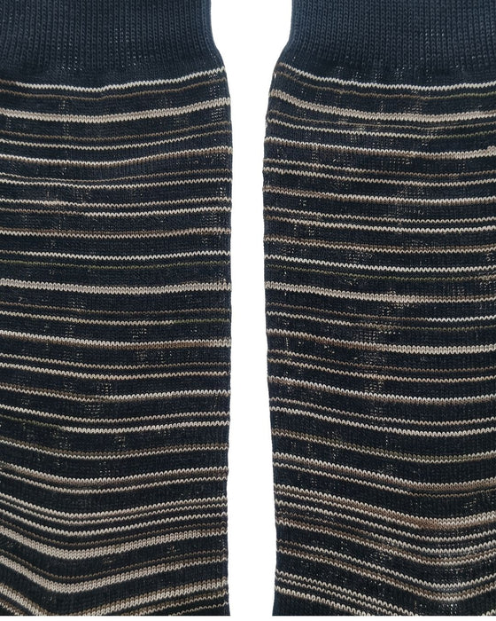Missoni Black Beige Mens Classic Stripe Crew Socks-M