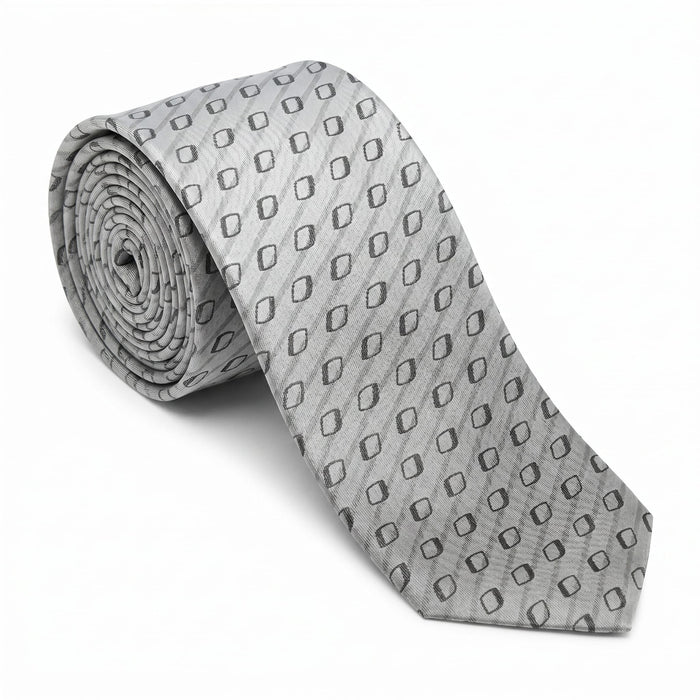 Emporio Armani 100% Silk Gray Diamond Pattern Tie - Made in Italy
