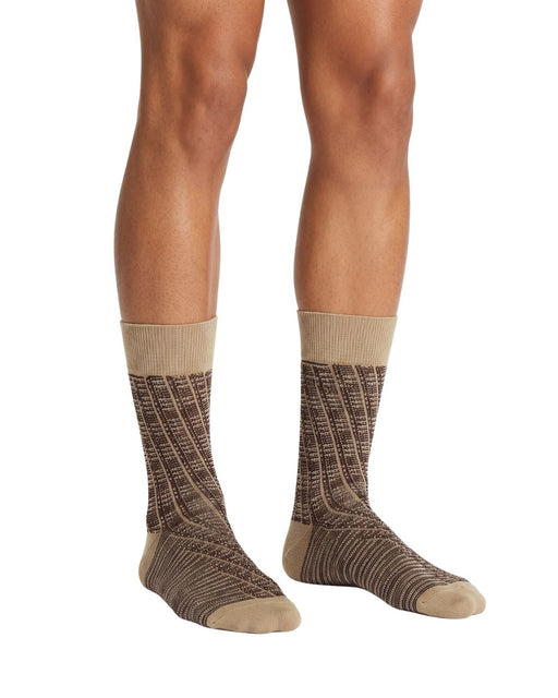 Missoni Beige Burgundy Mens Melange Textured Crew Socks-M