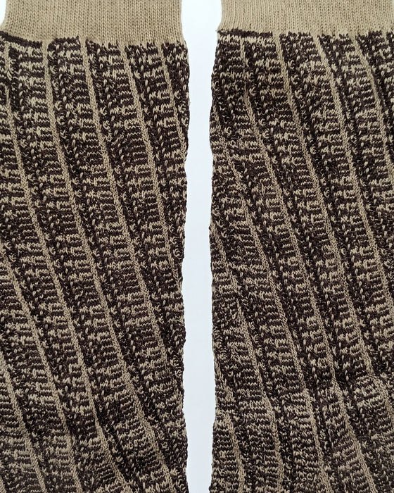 Missoni Beige Burgundy Mens Melange Textured Crew Socks-M