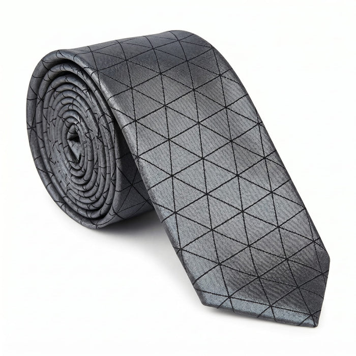 Emporio Armani 100% Silk Gray Triangle Pattern Tie - Made in Italy