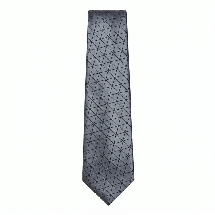 Emporio Armani 100% Silk Gray Triangle Pattern Tie - Made in Italy