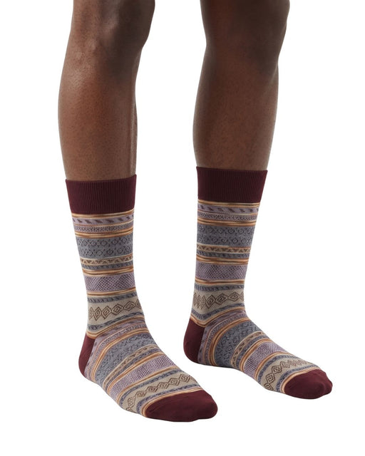 Missoni Beige Burgundy Mens Pattern Crew Socks-M
