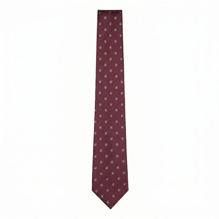 Emporio Armani 100% Silk Burgundy Square Pattern Tie - Made in Italy