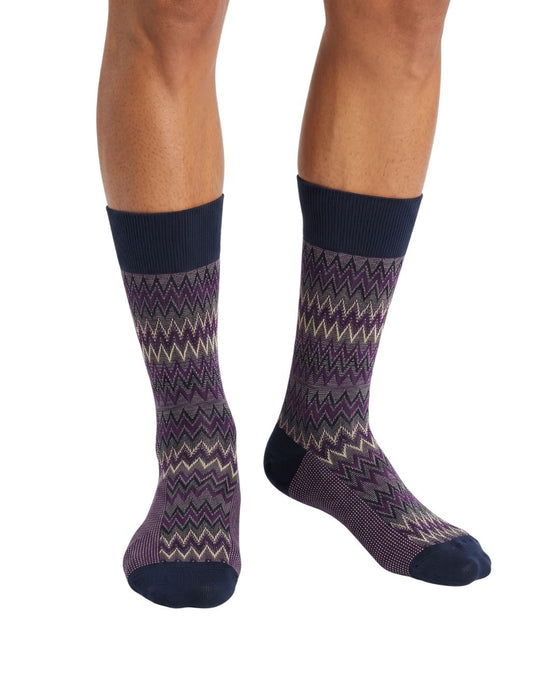 Missoni Purple Mens Chevron Texture Crew Socks-M