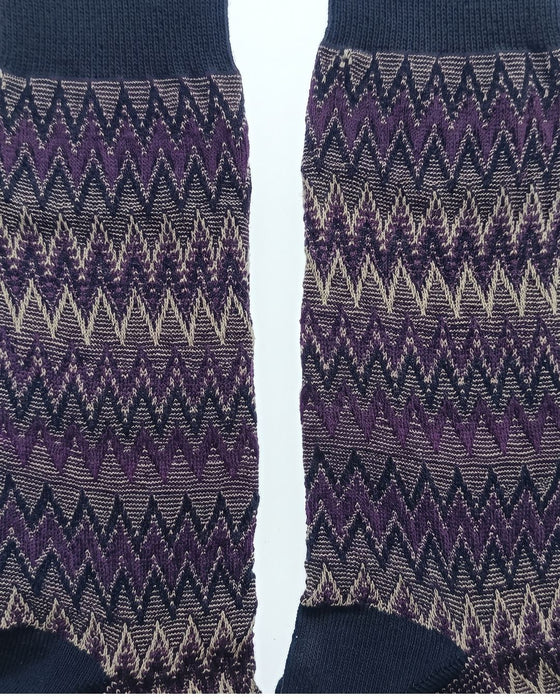 Missoni Purple Mens Chevron Texture Crew Socks-M