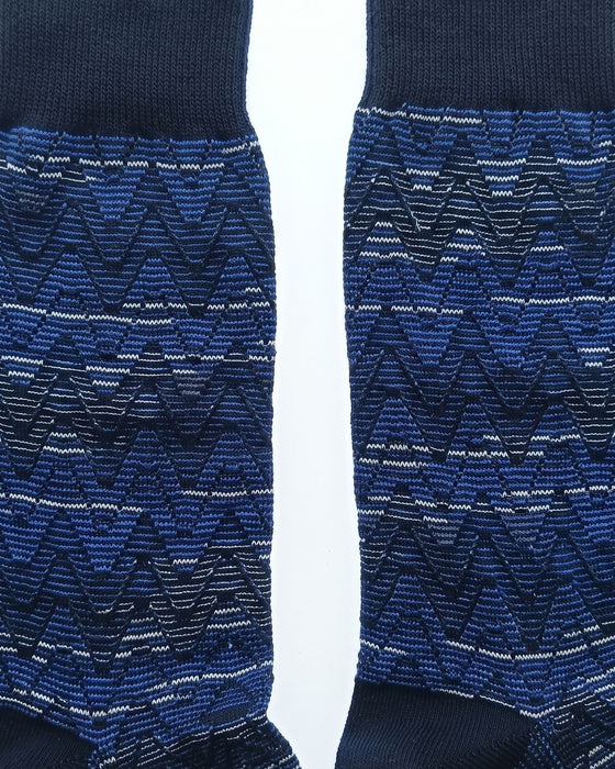 Missoni Dark Blue Mens Chevron Texture Crew Socks-M