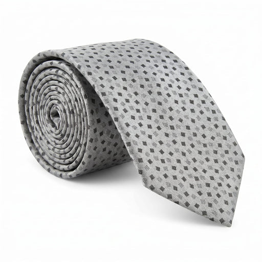 Emporio Armani 100% Silk Gray Square Pattern Tie - Made in Italy