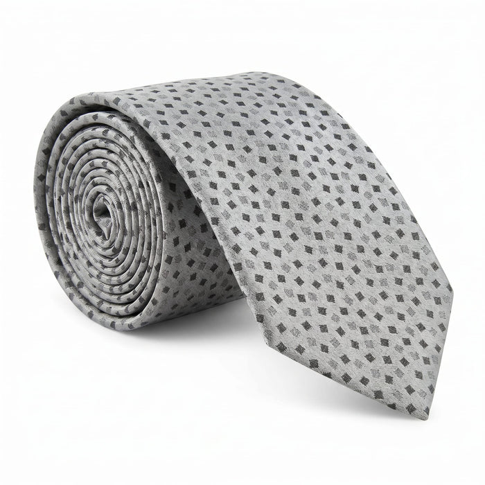 Emporio Armani 100% Silk Gray Square Pattern Tie - Made in Italy