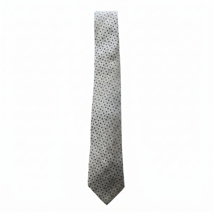 Emporio Armani 100% Silk Gray Square Pattern Tie - Made in Italy