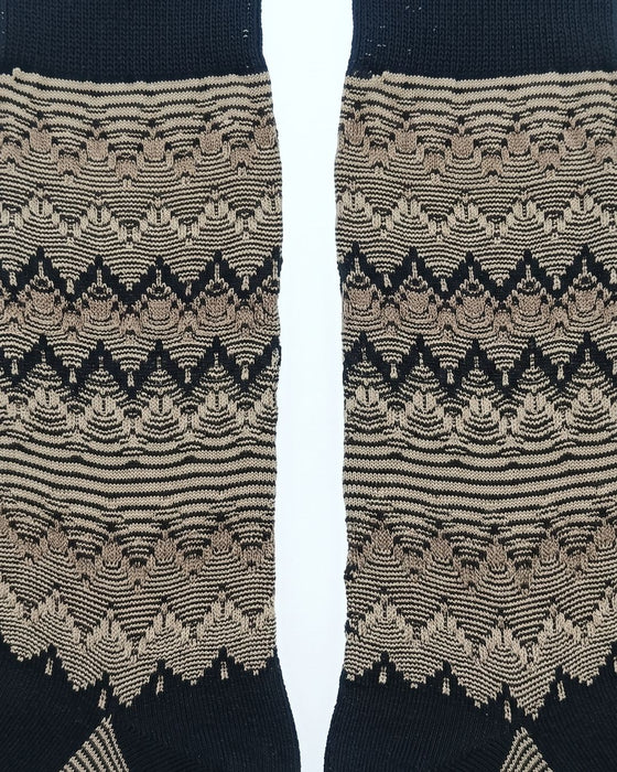 Missoni Black Beige Mens Chevron Texture Crew Socks-M