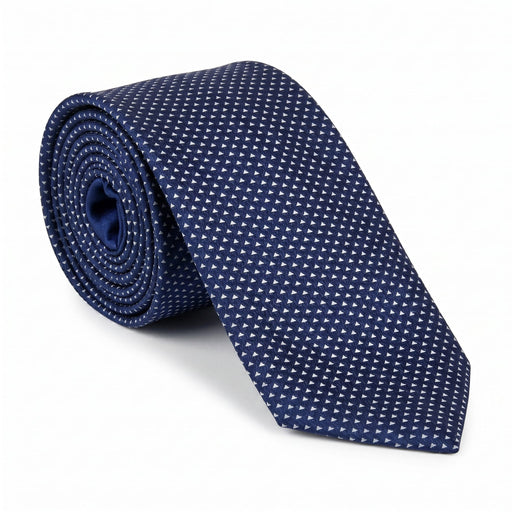 Emporio Armani 100% Silk Blue Triangle Pattern Tie - Made in Italy