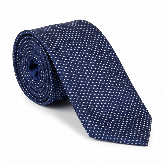 Emporio Armani 100% Silk Blue Triangle Pattern Tie - Made in Italy