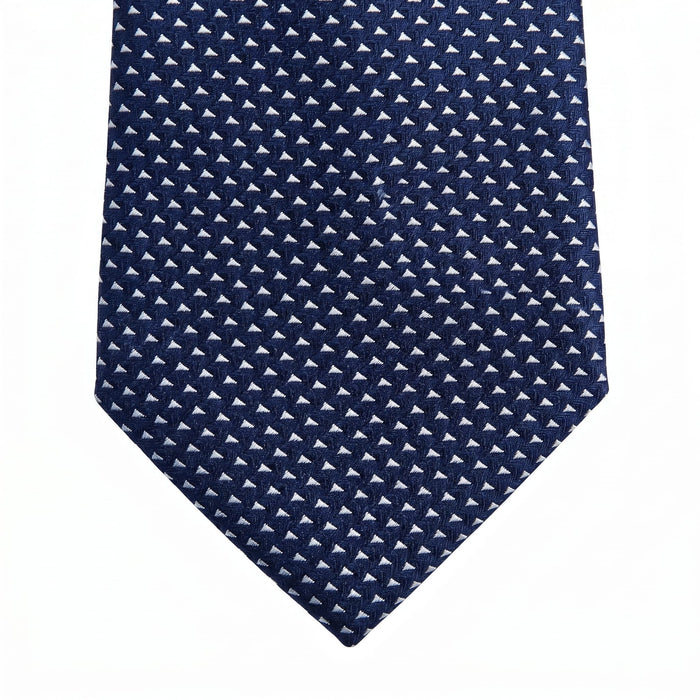 Emporio Armani 100% Silk Blue Triangle Pattern Tie - Made in Italy