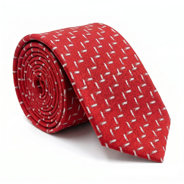 Emporio Armani 100% Silk Red Geometric Tie - Made in Italy