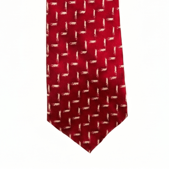 Emporio Armani 100% Silk Red Geometric Tie - Made in Italy