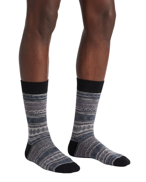 Missoni Lavender Navy Mens Pattern Crew Socks-L