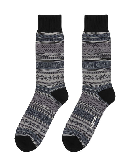 Missoni Lavender Navy Mens Pattern Crew Socks-L