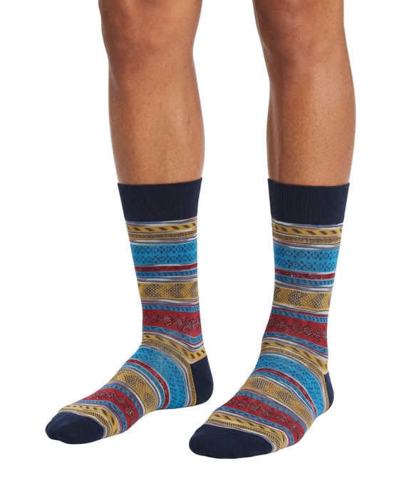Missoni Turquoise Navy Mens Pattern Crew Socks-L