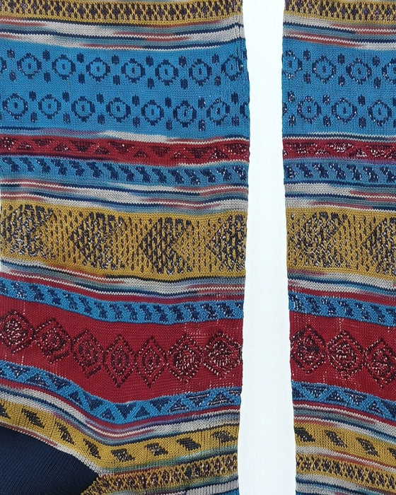 Missoni Turquoise Navy Mens Pattern Crew Socks-L