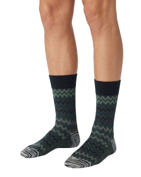 Missoni Charcoal  Mens Melange Chevron Crew Socks-M